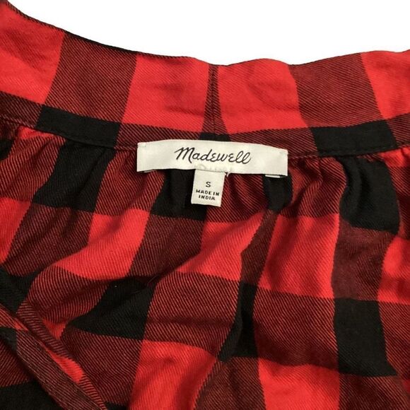 Madewell Buffalo Plaid Top Size Small Christmas Holiday Winter - Picture 3 of 6
